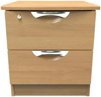 Flora 2 Drawer Bedside Cabinet with Lock - Oak