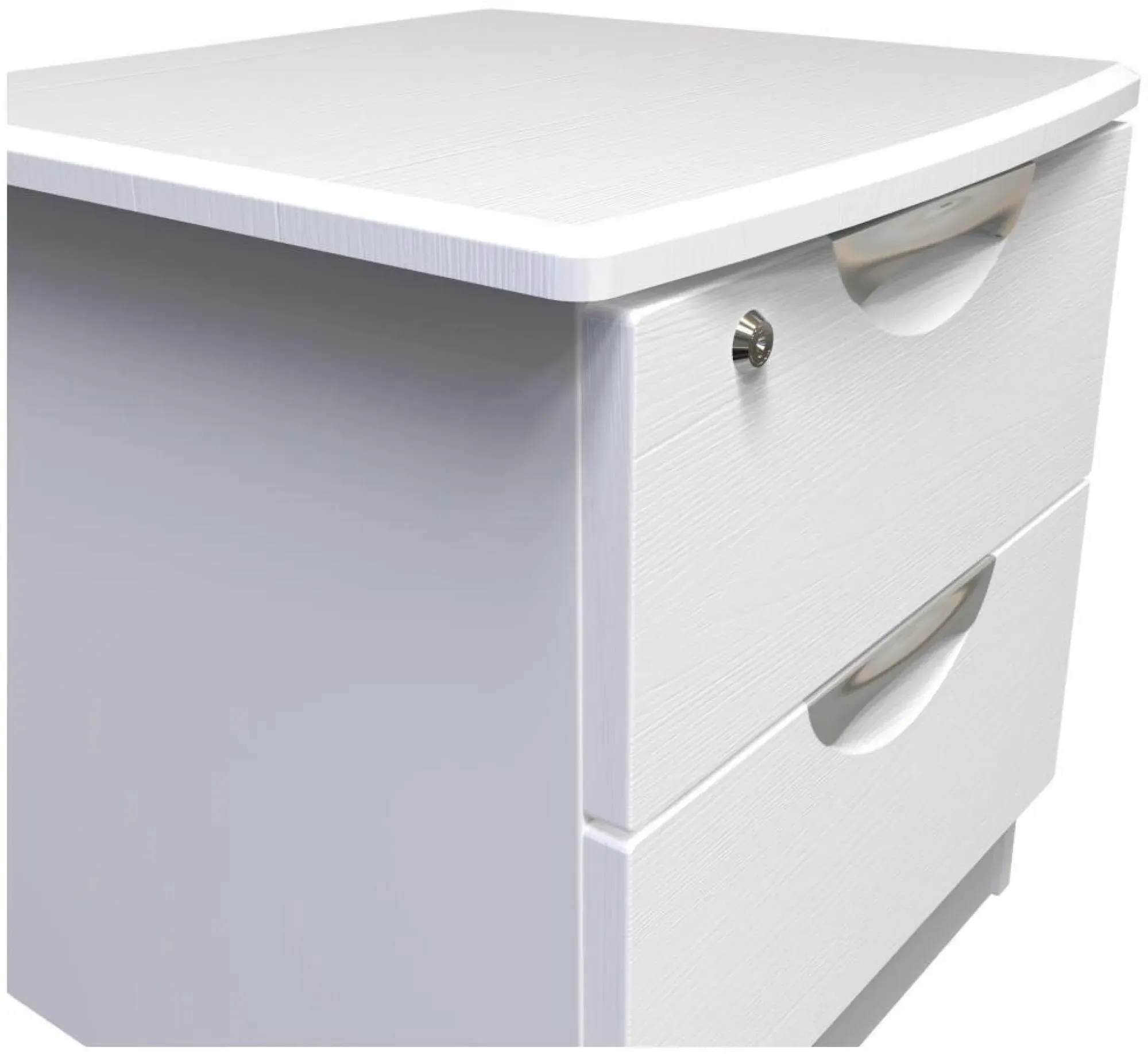 Flora 2 Drawer Bedside Cabinet with Lock - White Ash
