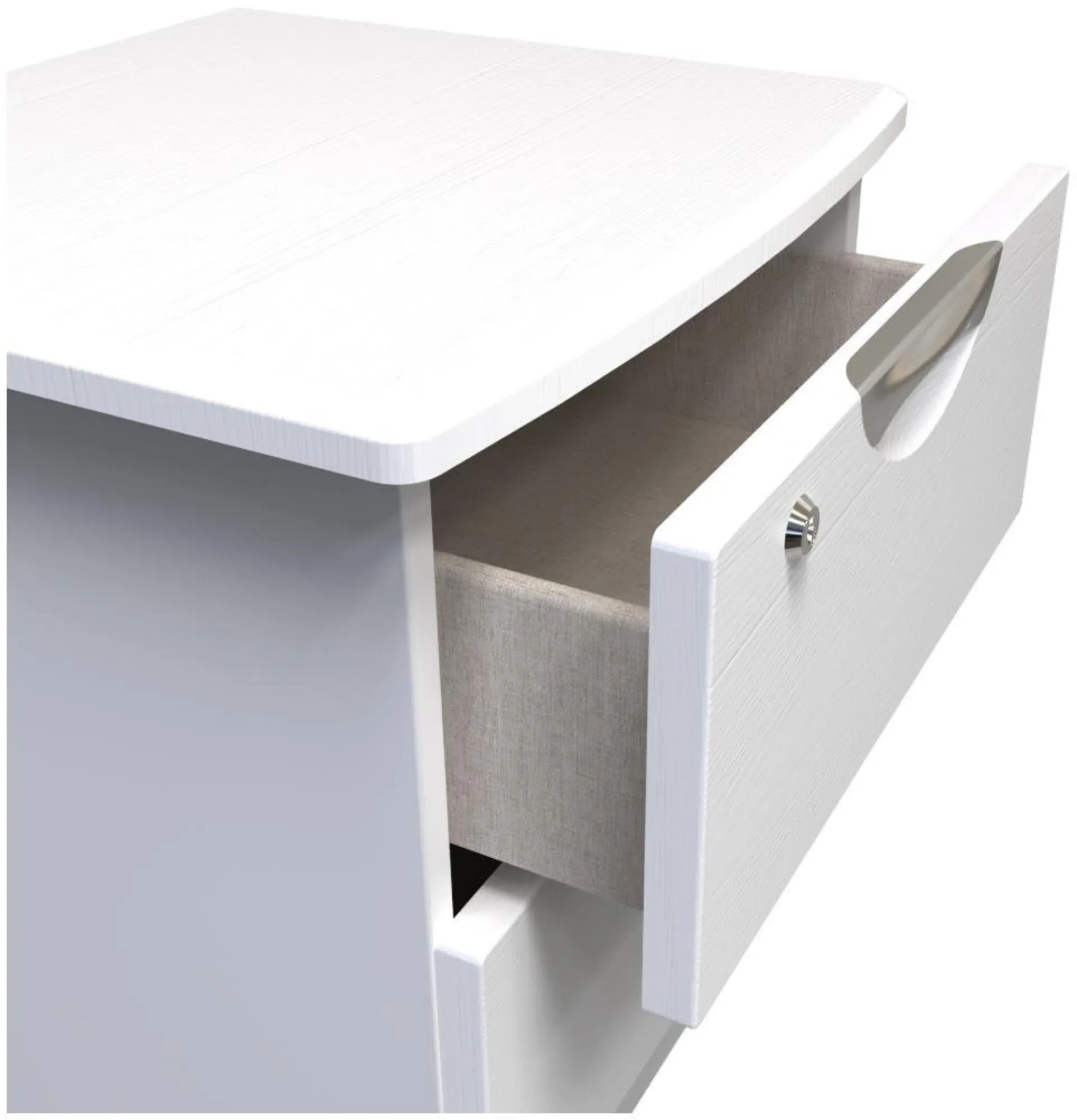 Flora 2 Drawer Bedside Cabinet with Lock - White Ash