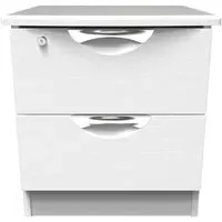 Flora 2 Drawer Bedside Cabinet with Lock - White Ash