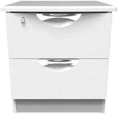 Flora 2 Drawer Bedside Cabinet with Lock - White Ash