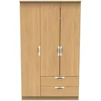 Flora 3-Door Triple Wardrobe with Storage - Oak