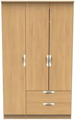 Flora 3-Door Triple Wardrobe with Storage - Oak