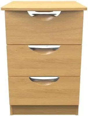 Flora 3 Drawer Bedside Cabinet - Oak