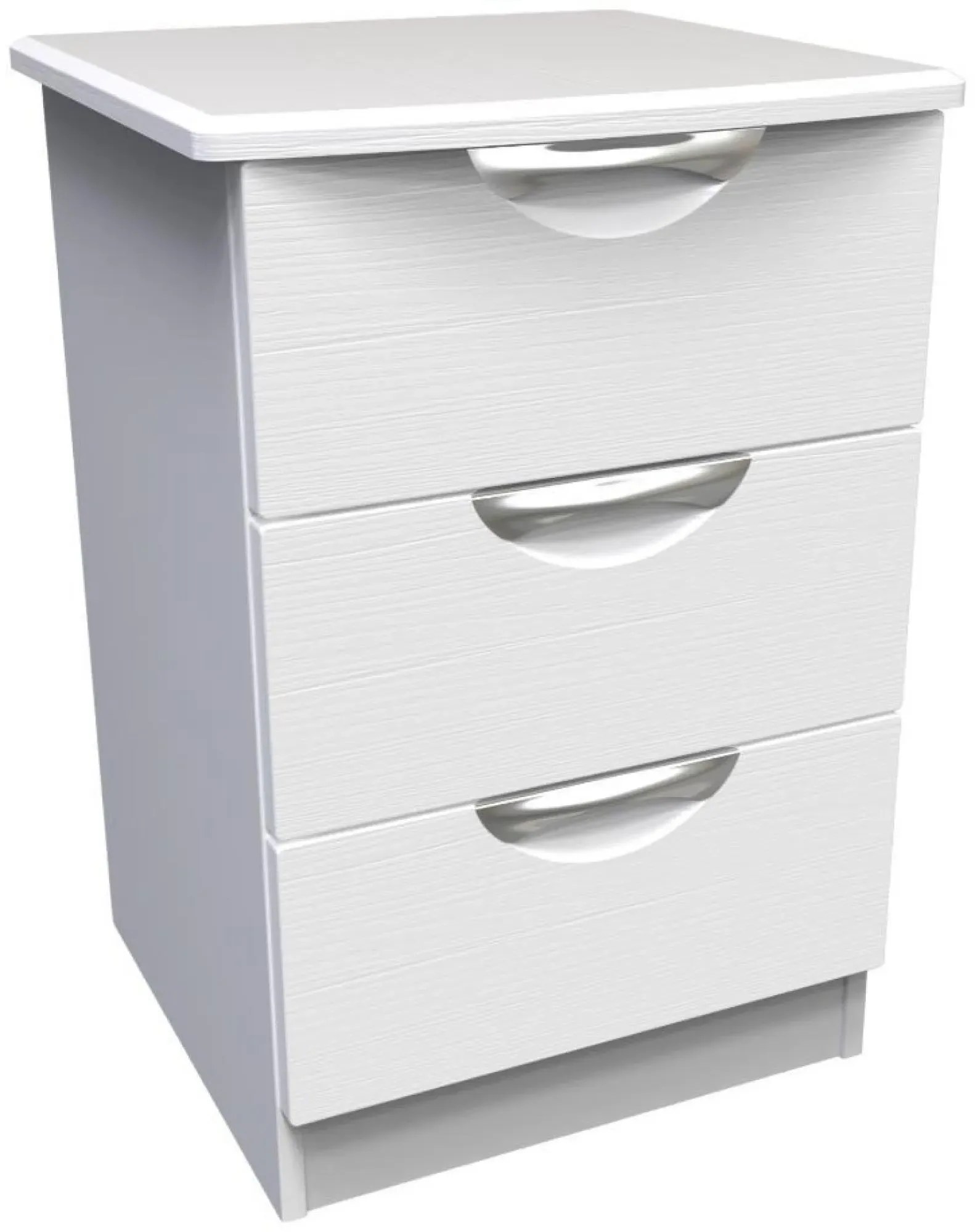 Flora 3 Drawer Bedside Cabinet - White