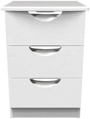 Flora 3 Drawer Bedside Cabinet - White