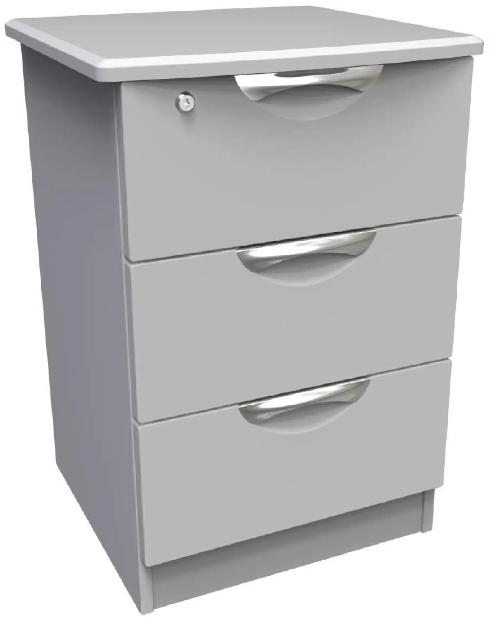 Flora 3 Drawer Bedside Cabinet with Lock - Grey