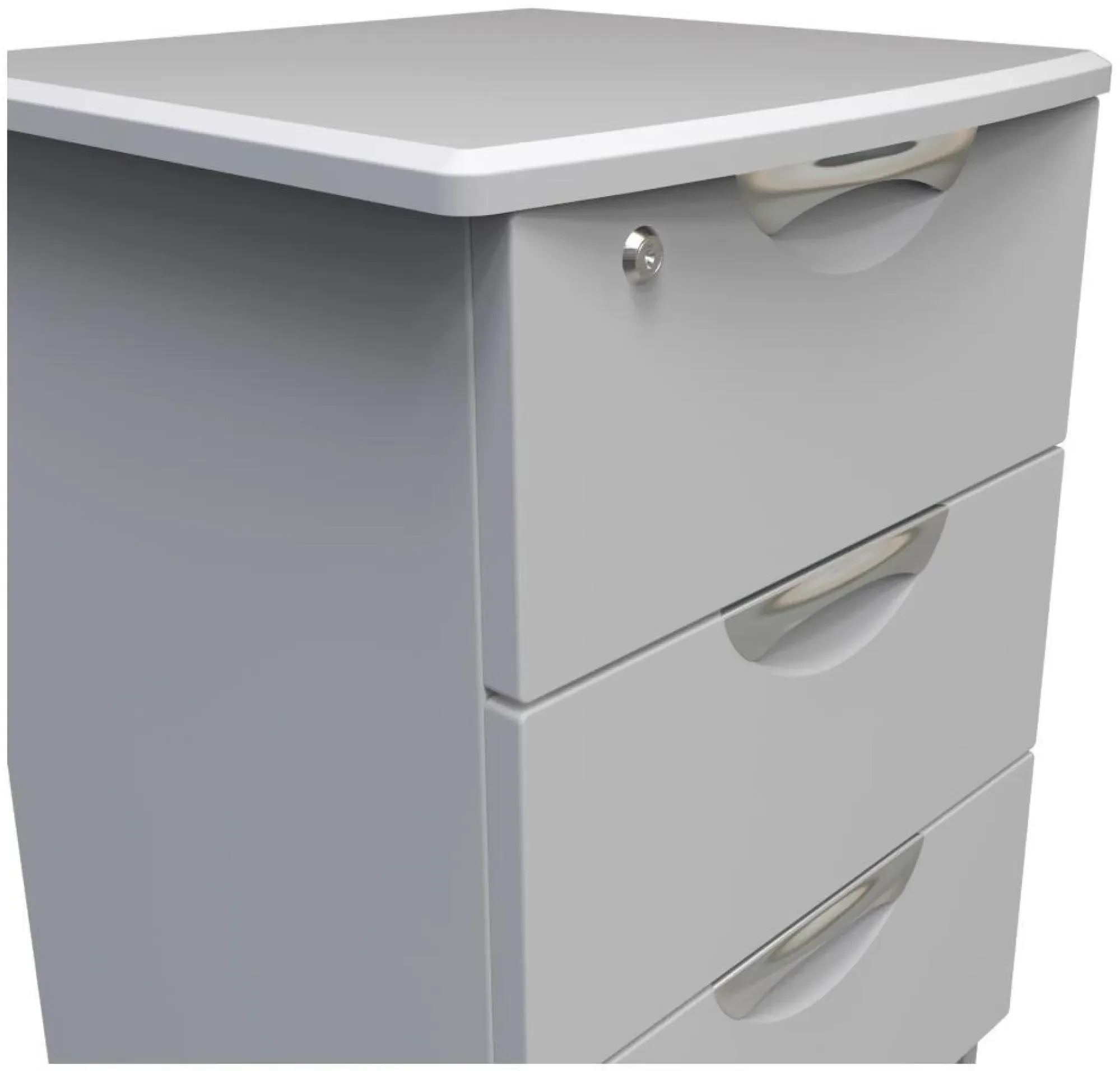 Flora 3 Drawer Bedside Cabinet with Lock - Grey