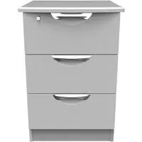 Flora 3 Drawer Bedside Cabinet with Lock - Grey