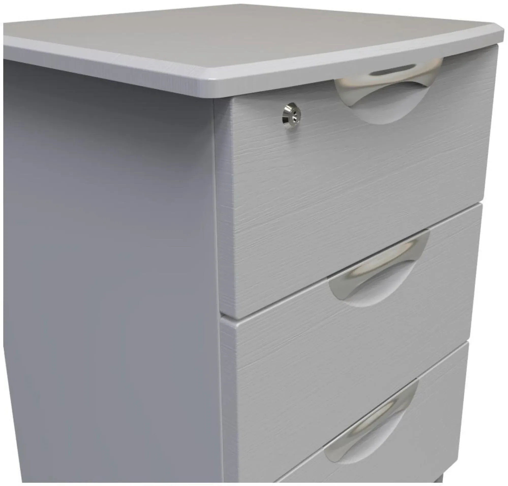 Flora 3 Drawer Bedside Cabinet with Lock - Grey Ash