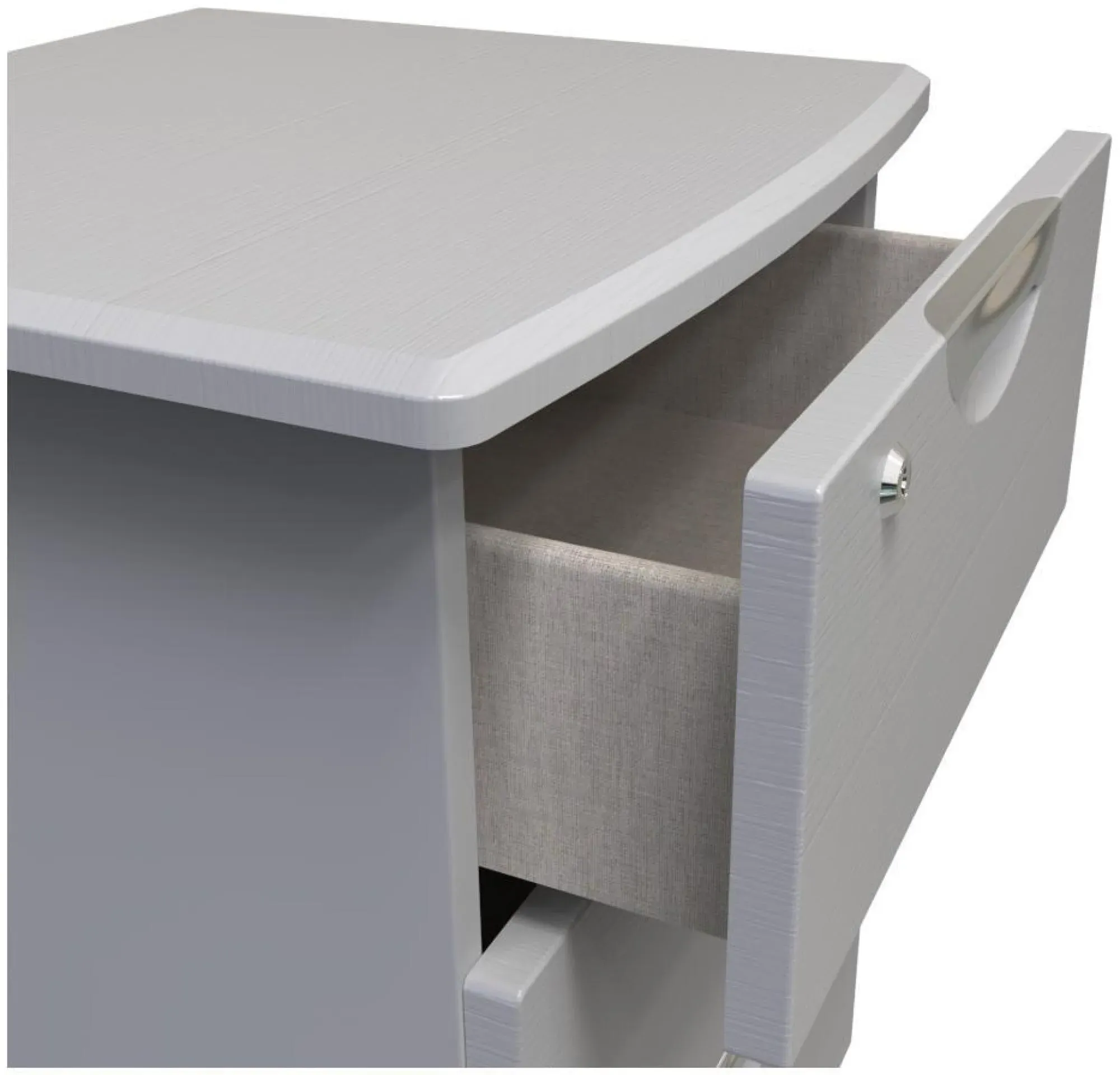 Flora 3 Drawer Bedside Cabinet with Lock - Grey Ash
