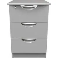Flora 3 Drawer Bedside Cabinet with Lock - Grey Ash