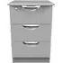 Flora 3 Drawer Bedside Cabinet with Lock - Grey Ash