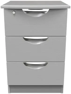 Flora 3 Drawer Bedside Cabinet with Lock - Grey Ash