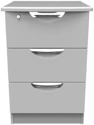 Flora 3 Drawer Bedside Cabinet with Lock - Grey image