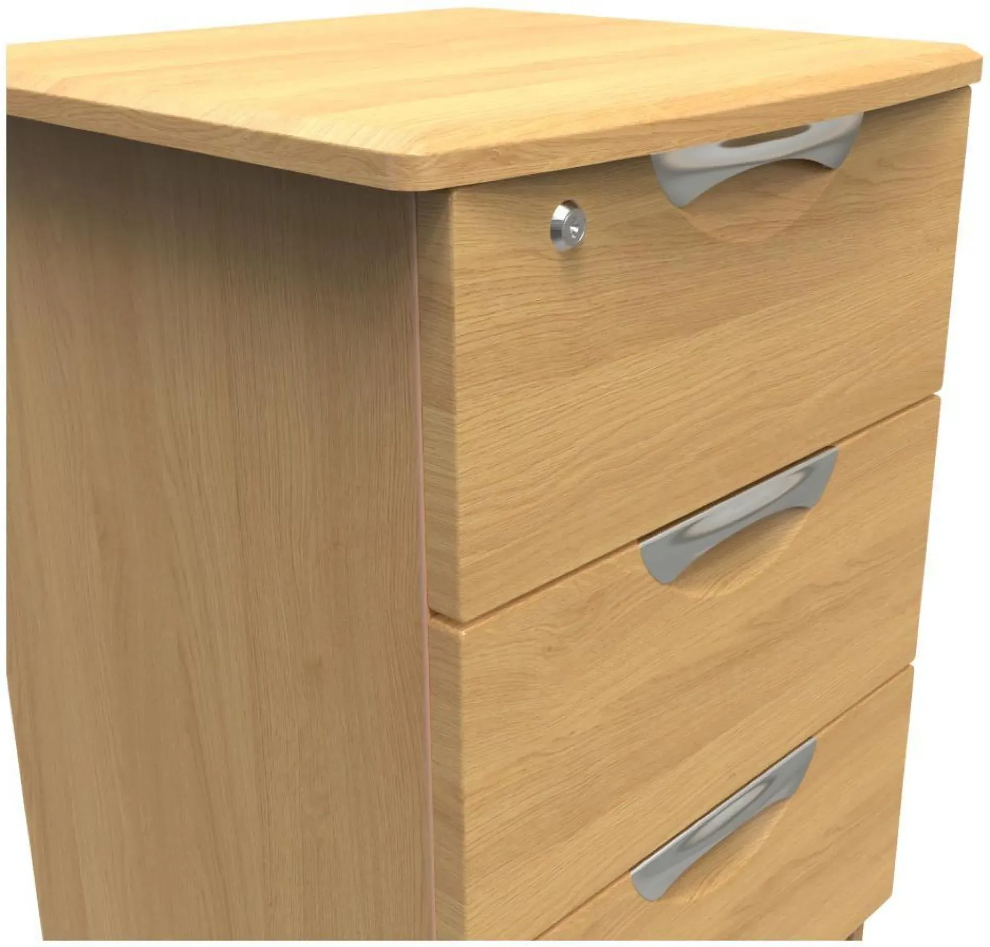 Flora 3 Drawer Bedside Cabinet with Lock - Oak