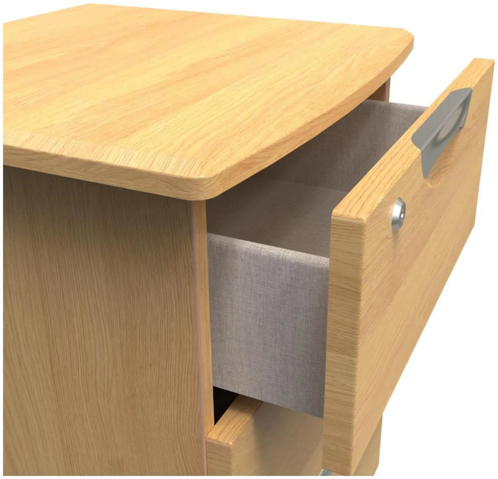 Flora 3 Drawer Bedside Cabinet with Lock - Oak