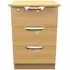 Flora 3 Drawer Bedside Cabinet with Lock - Oak