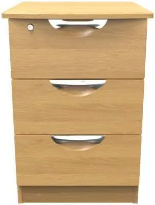 Flora 3 Drawer Bedside Cabinet with Lock - Oak