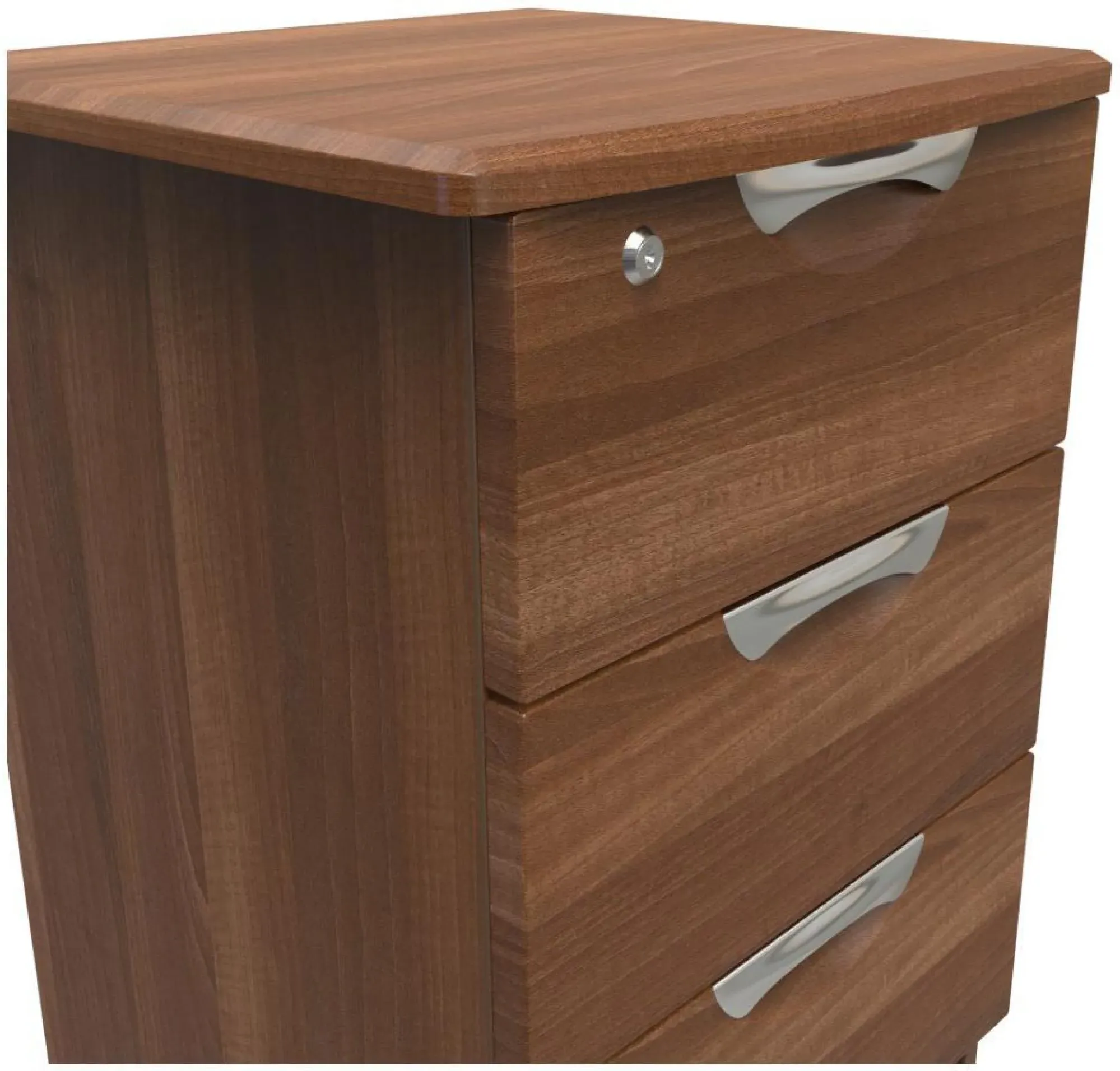 Flora 3 Drawer Bedside Cabinet with Lock - Walnut