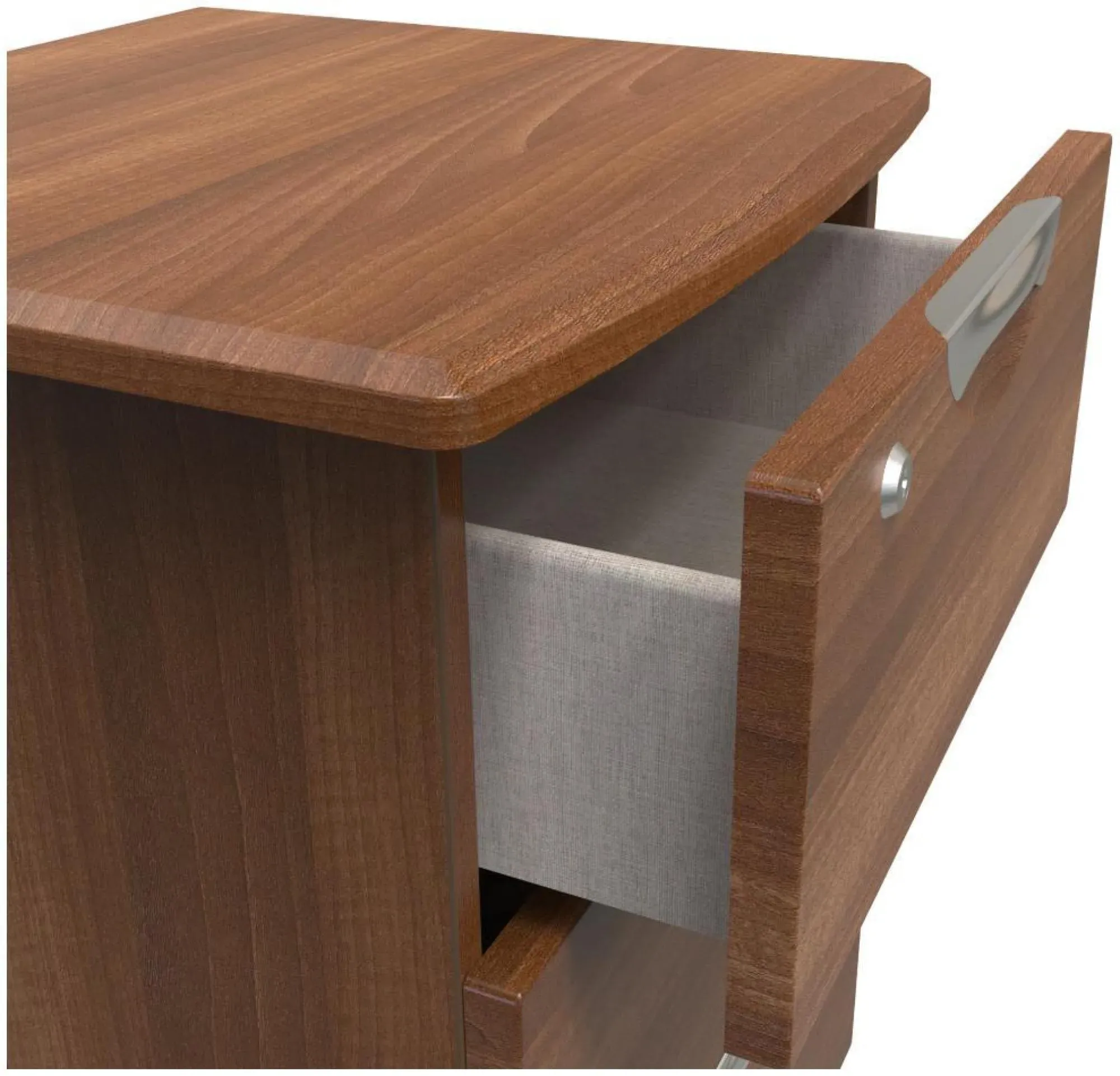 Flora 3 Drawer Bedside Cabinet with Lock - Walnut