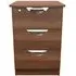 Flora 3 Drawer Bedside Cabinet with Lock - Walnut
