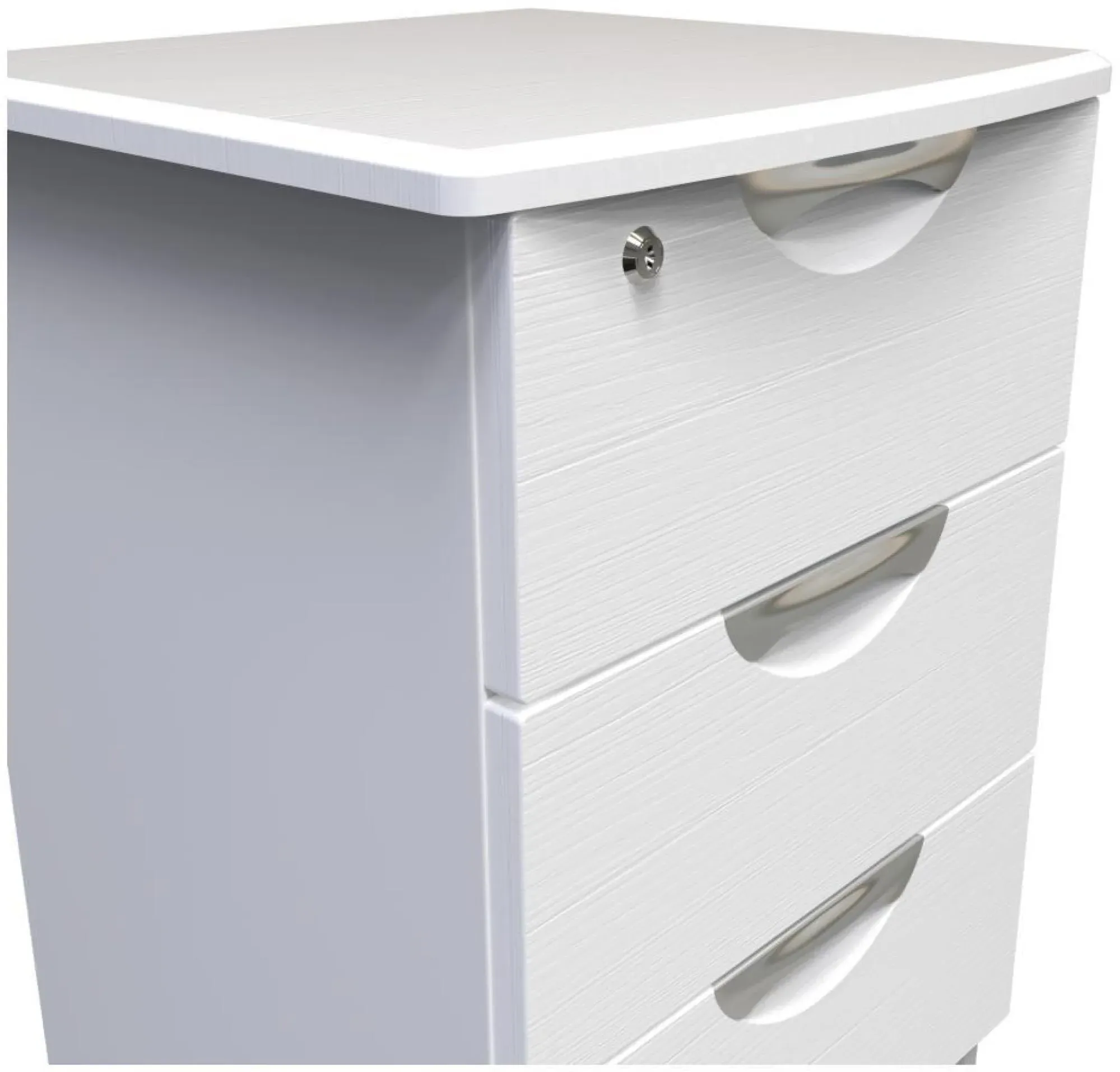 Flora 3 Drawer Bedside Cabinet with Lock - White