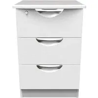 Flora 3 Drawer Bedside Cabinet with Lock - White
