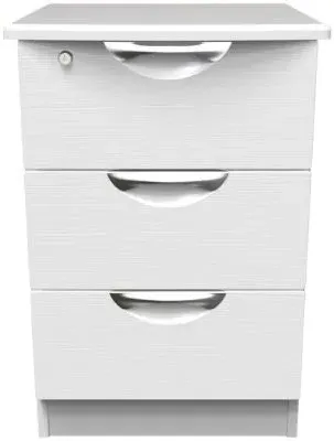 Flora 3 Drawer Bedside Cabinet with Lock - White