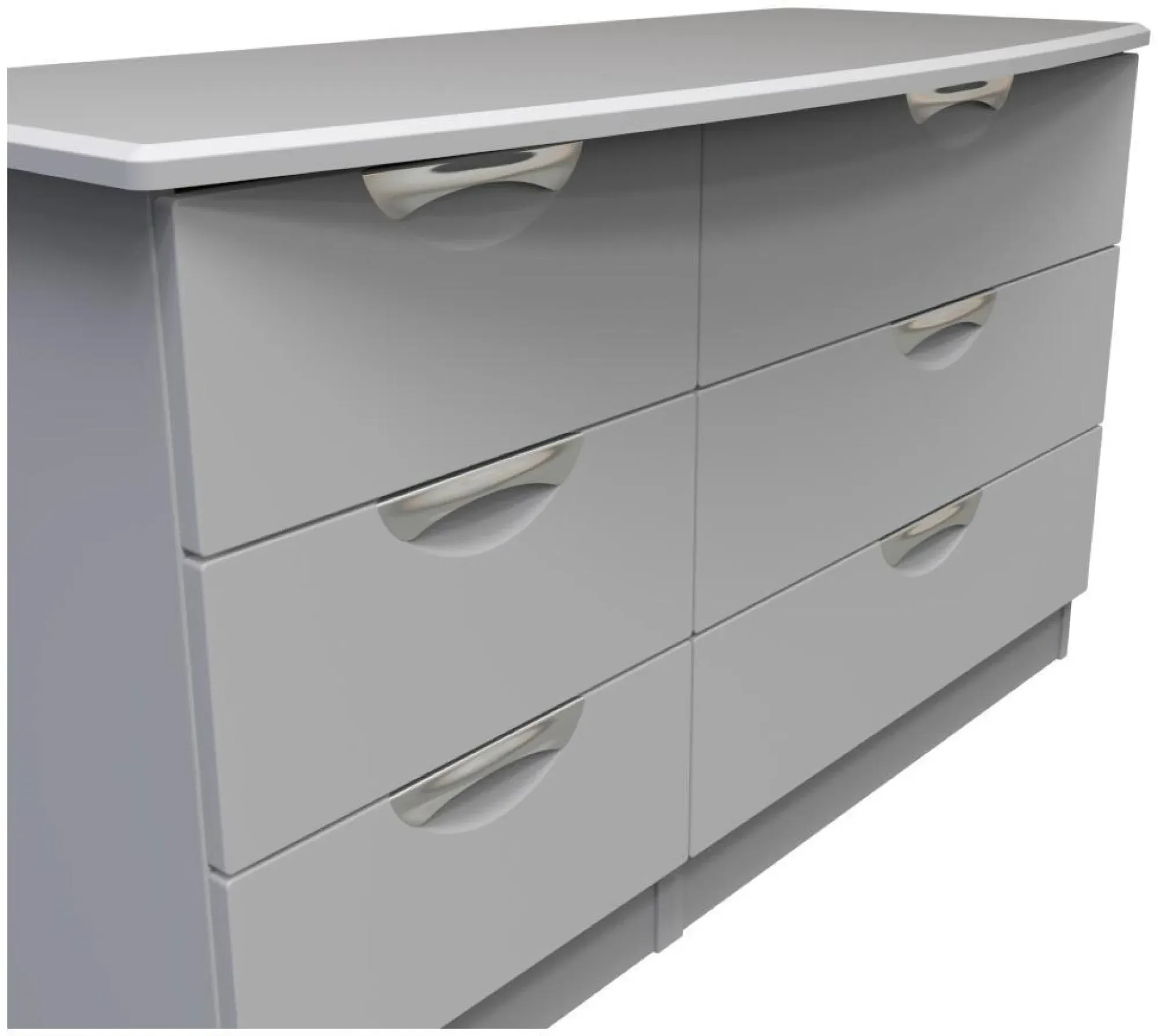 Flora 6 Drawer Midi Dresser - Grey
