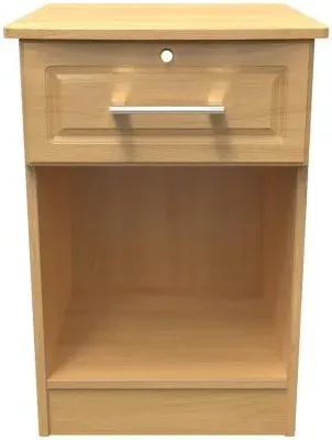 Gina 1 Drawer Bedside Table with Lock - Oak
