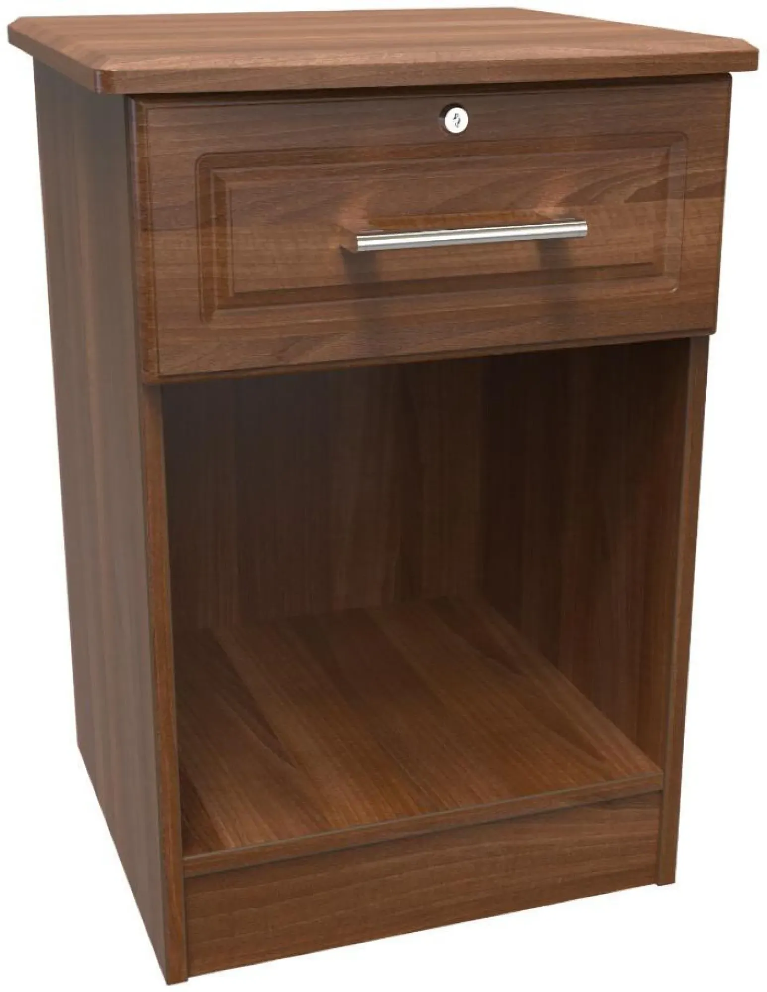 Gina 1 Drawer Bedside Table with Lock - Walnut