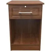Gina 1 Drawer Bedside Table with Lock - Walnut