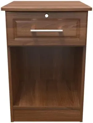 Gina 1 Drawer Bedside Table with Lock - Walnut