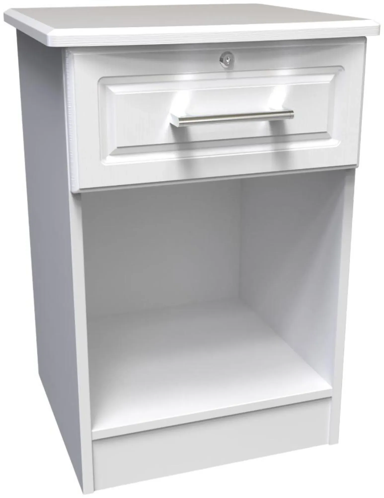 Gina 1 Drawer Bedside Table with Lock - White Ash