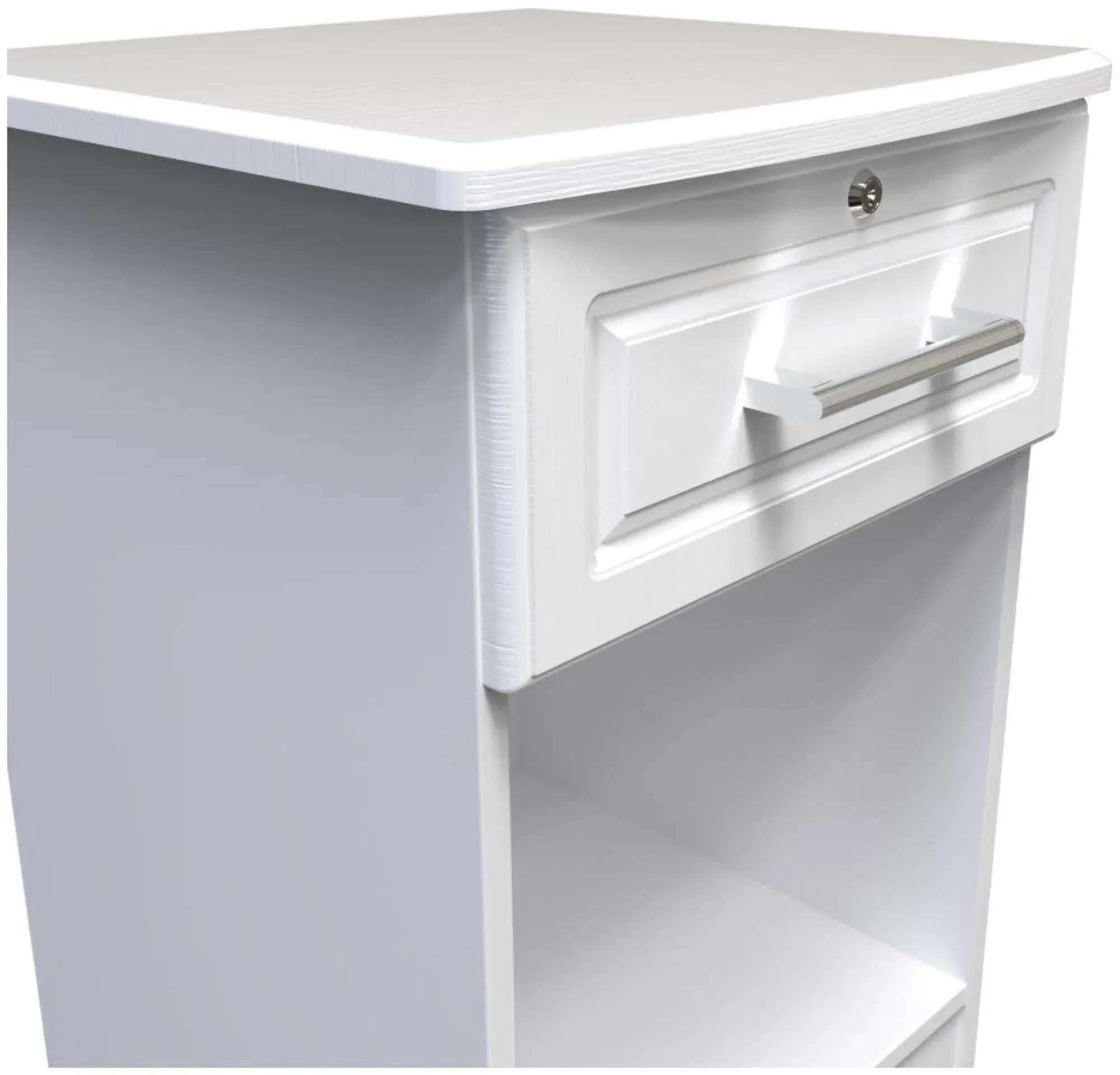 Gina 1 Drawer Bedside Table with Lock - White Ash