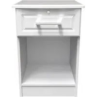 Gina 1 Drawer Bedside Table with Lock - White Ash