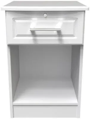 Gina 1 Drawer Bedside Table with Lock - White Ash