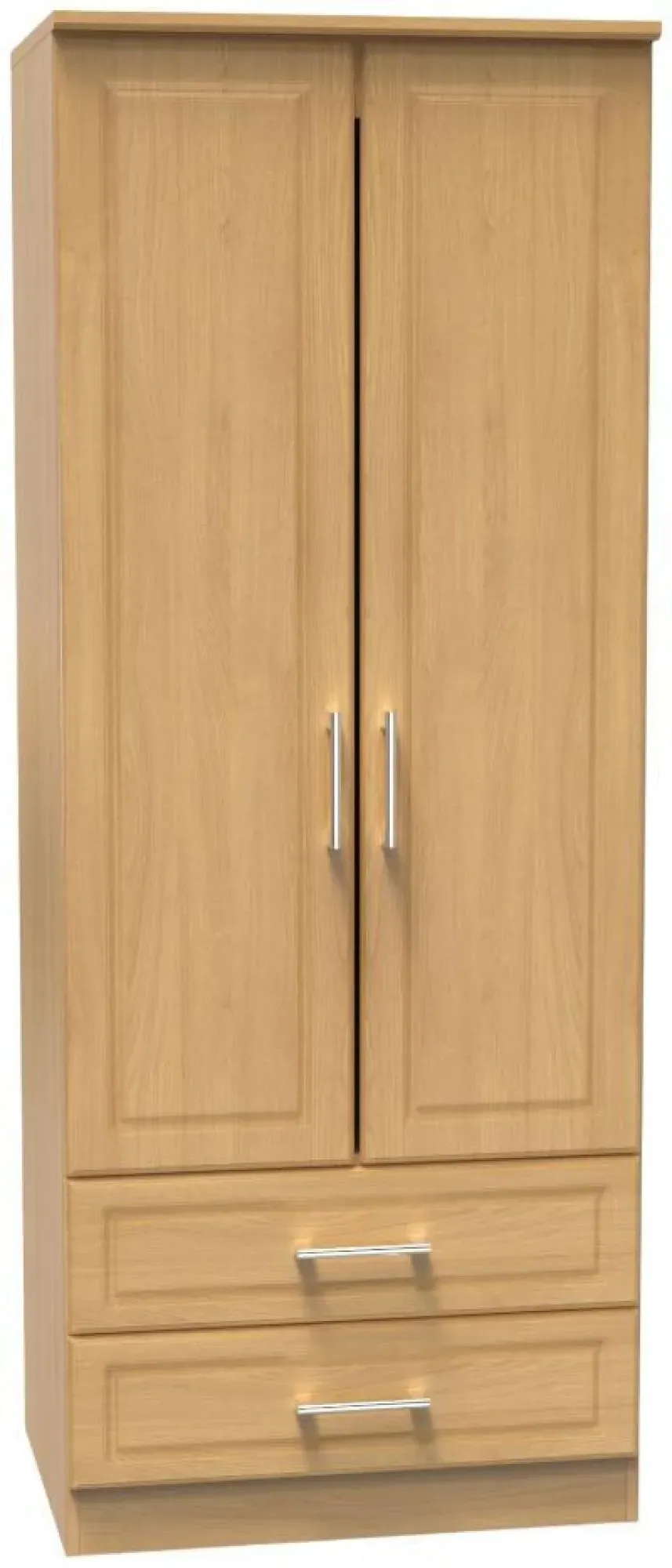 Gina 2 Door 2 Drawer Double Wardrobe - Oak