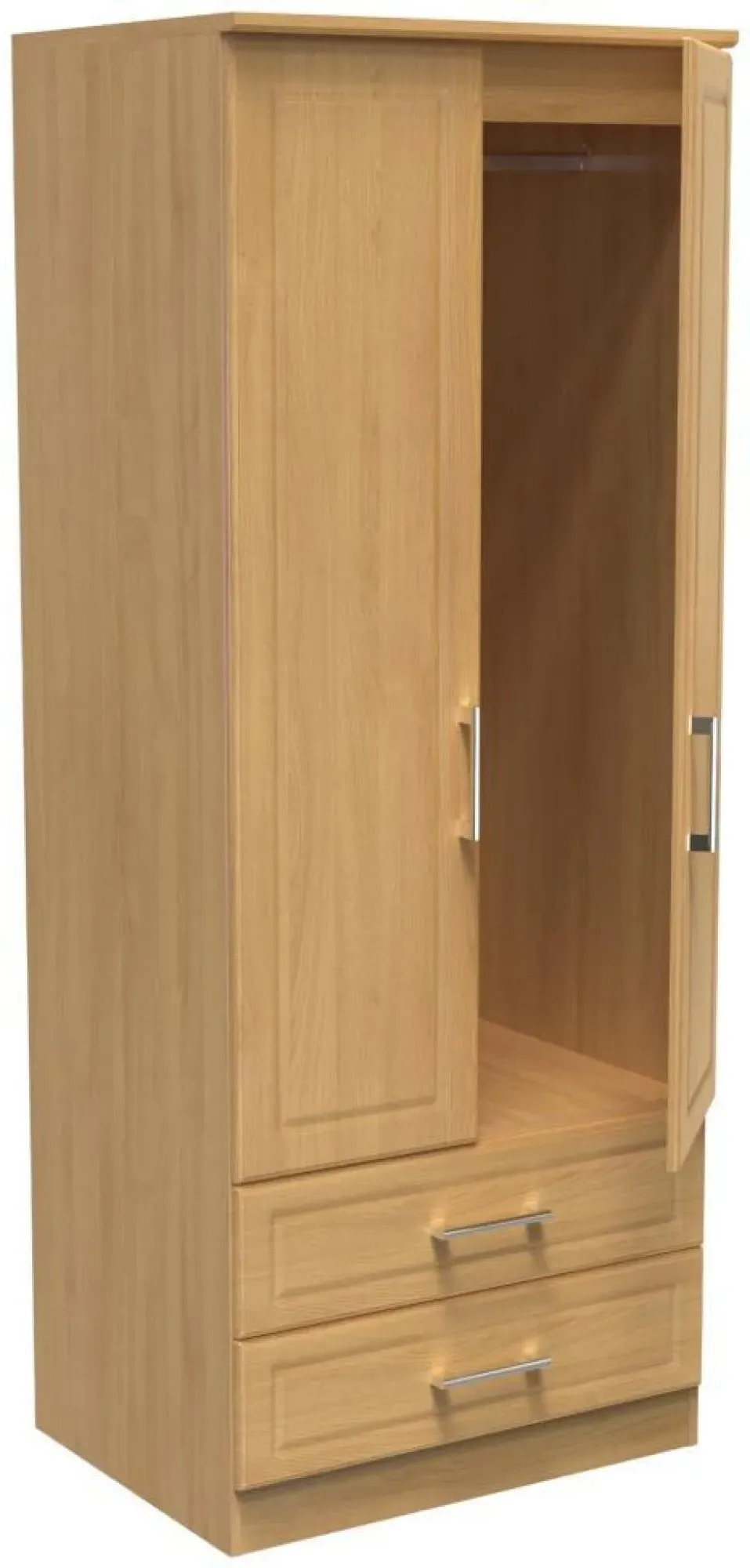 Gina 2 Door 2 Drawer Double Wardrobe - Oak
