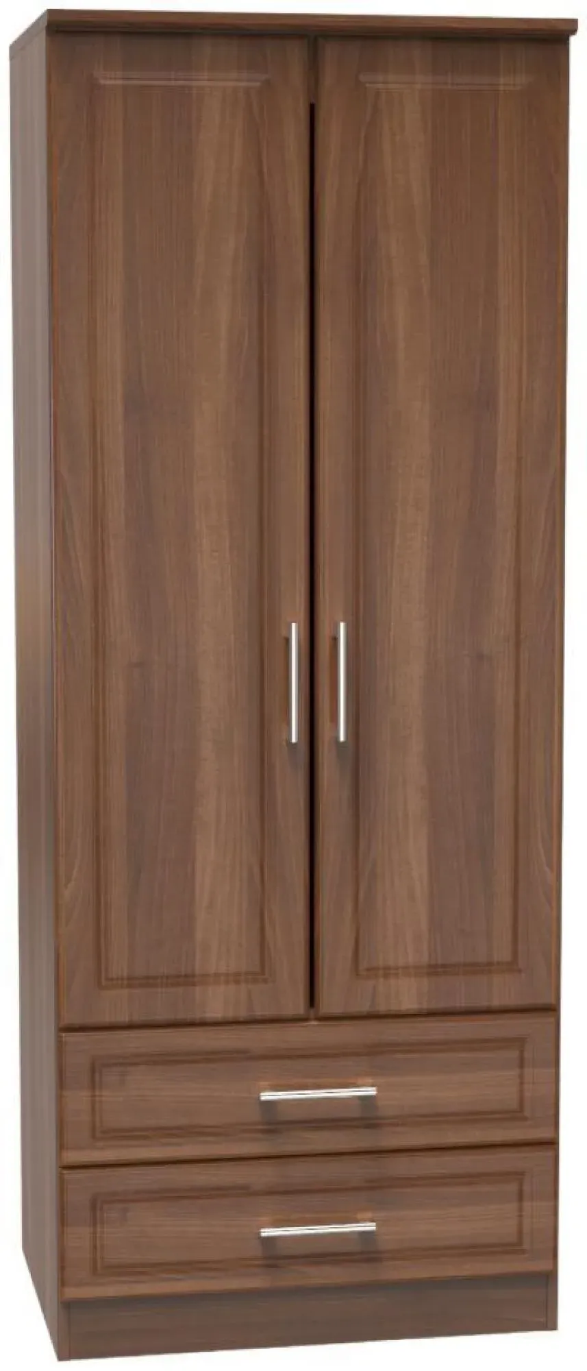 Gina 2 Door 2 Drawer Double Wardrobe - Walnut
