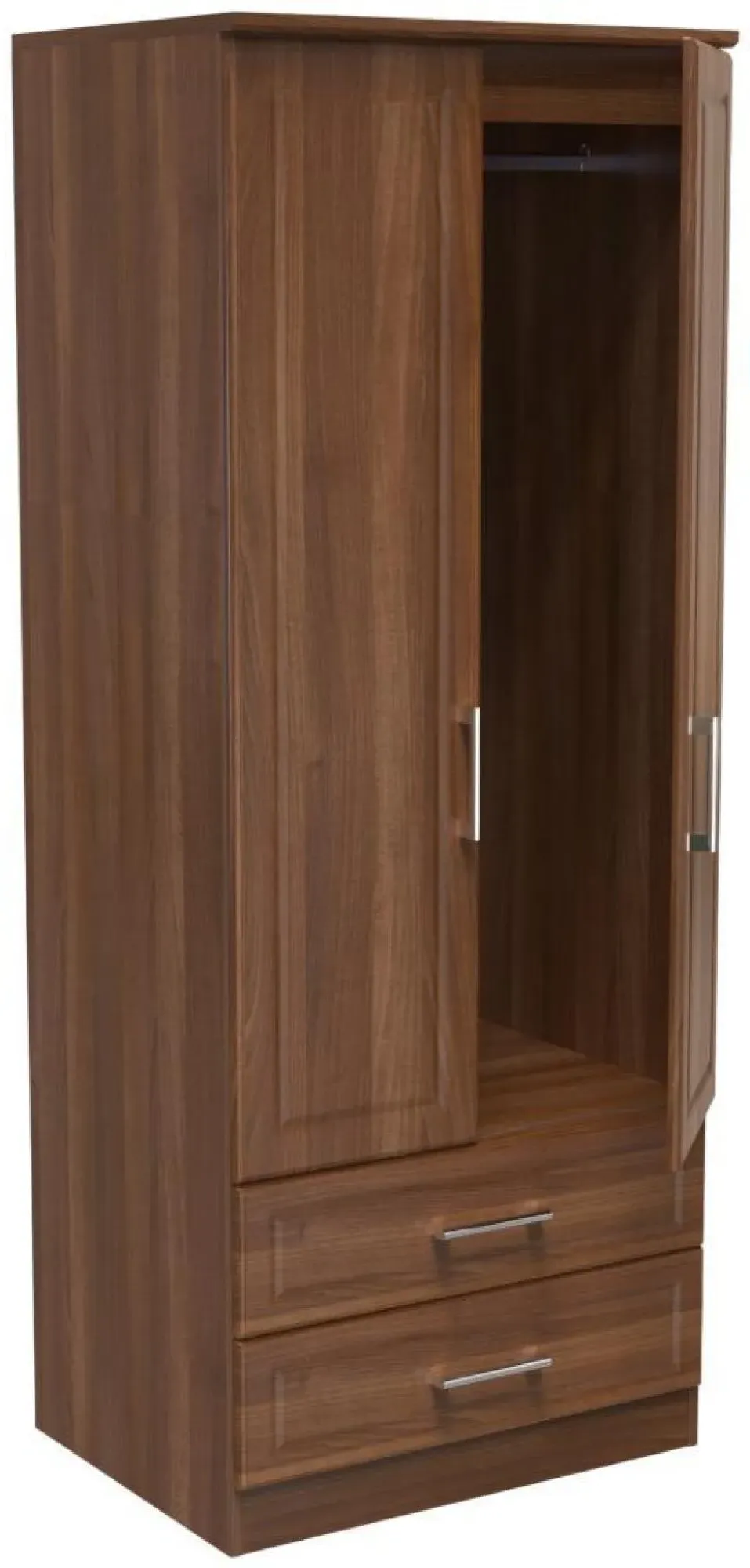 Gina 2 Door 2 Drawer Double Wardrobe - Walnut
