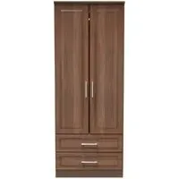 Gina 2 Door 2 Drawer Double Wardrobe - Walnut