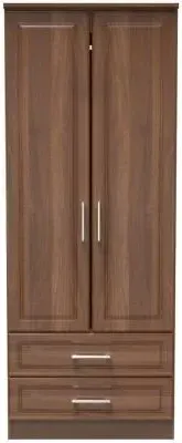 Gina 2 Door 2 Drawer Double Wardrobe - Walnut