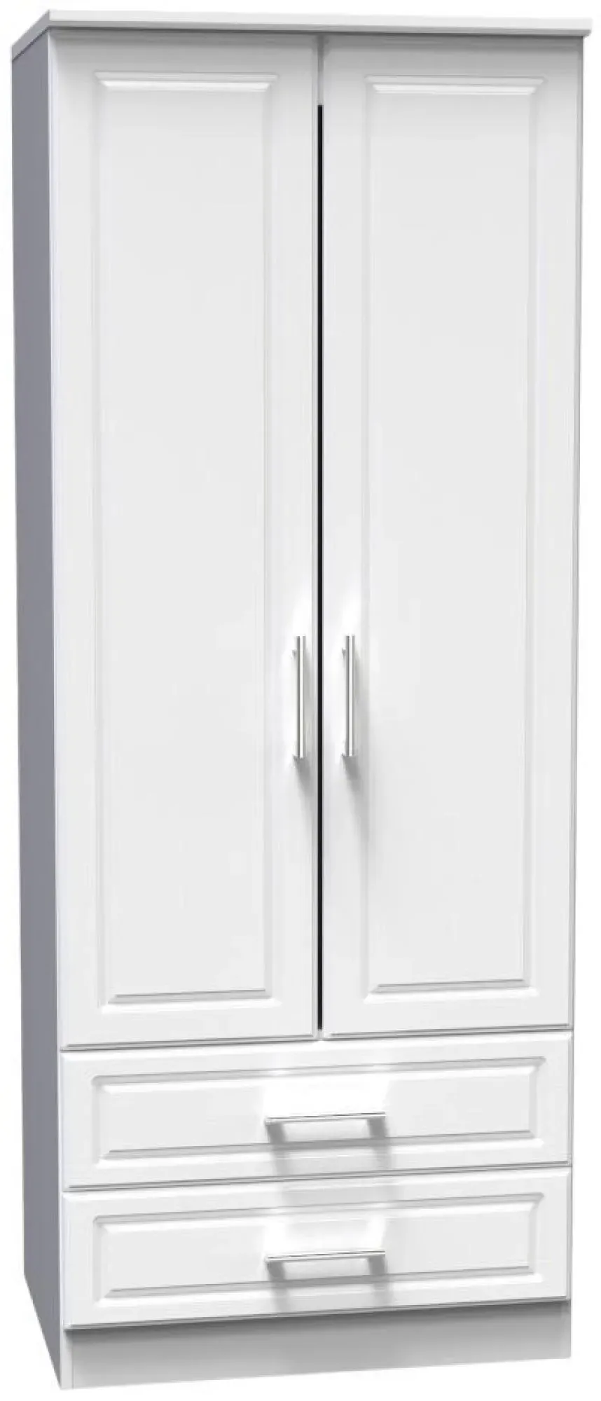 Gina 2 Door 2 Drawer Double Wardrobe - White Ash