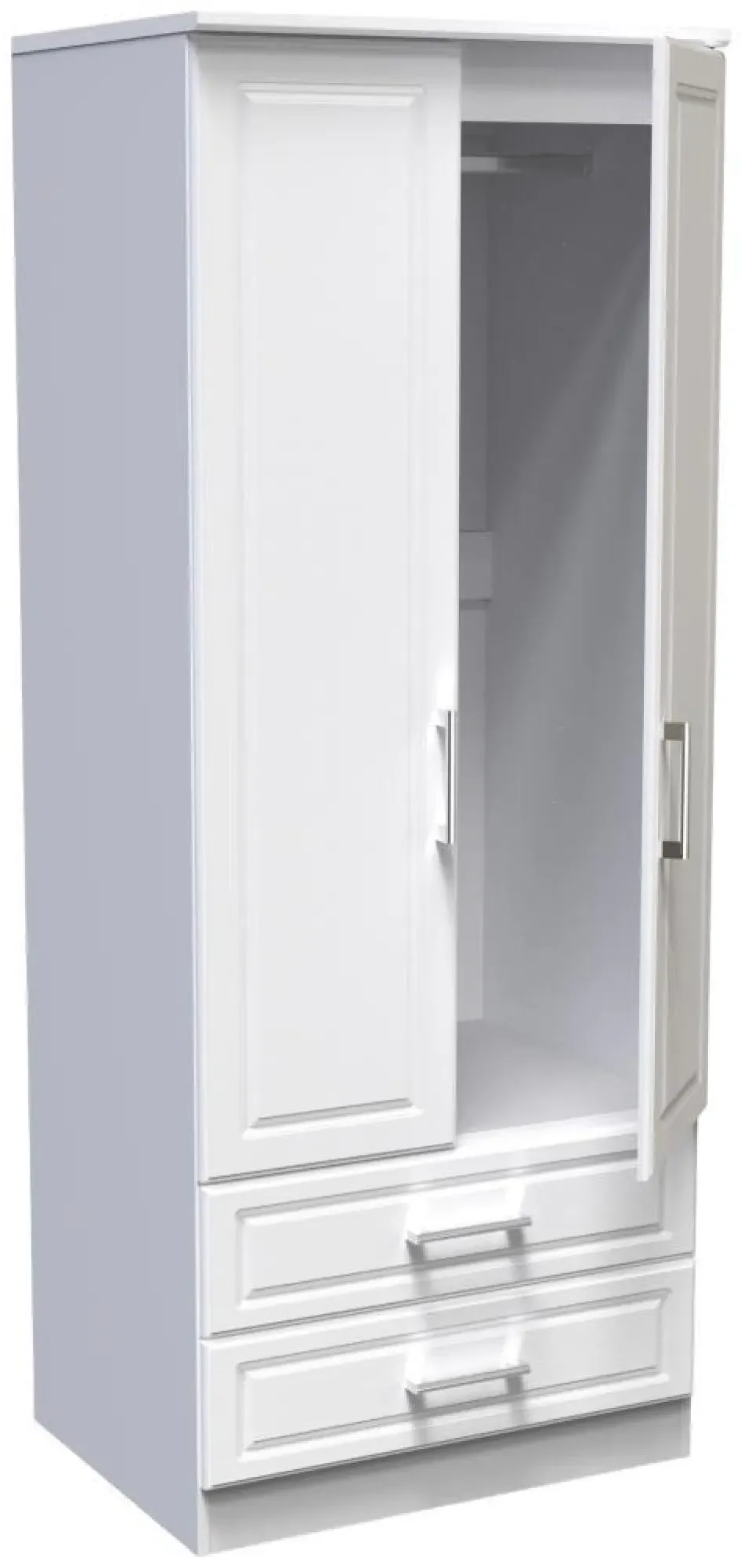 Gina 2 Door 2 Drawer Double Wardrobe - White Ash