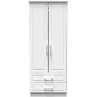 Gina 2 Door 2 Drawer Double Wardrobe - White Ash