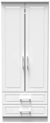 Gina 2 Door 2 Drawer Double Wardrobe - White Ash