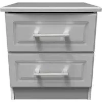Gina 2 Drawer Bedside Cabinet - Grey