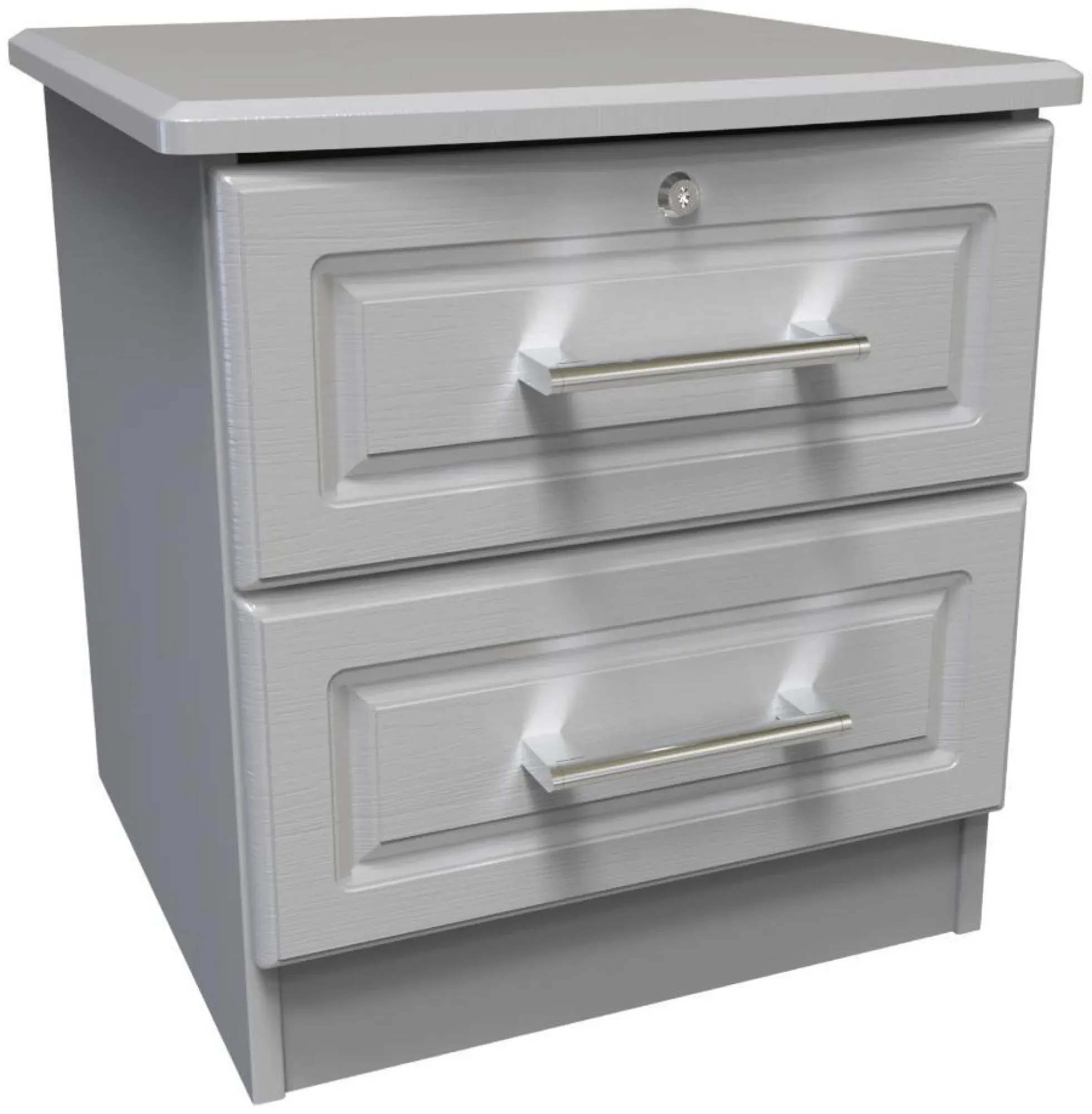 Gina 2 Drawer Bedside Cabinet with Lock - Grey Ash